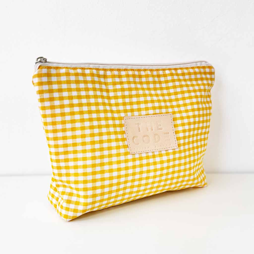 Yellow Vichy canvas pouch