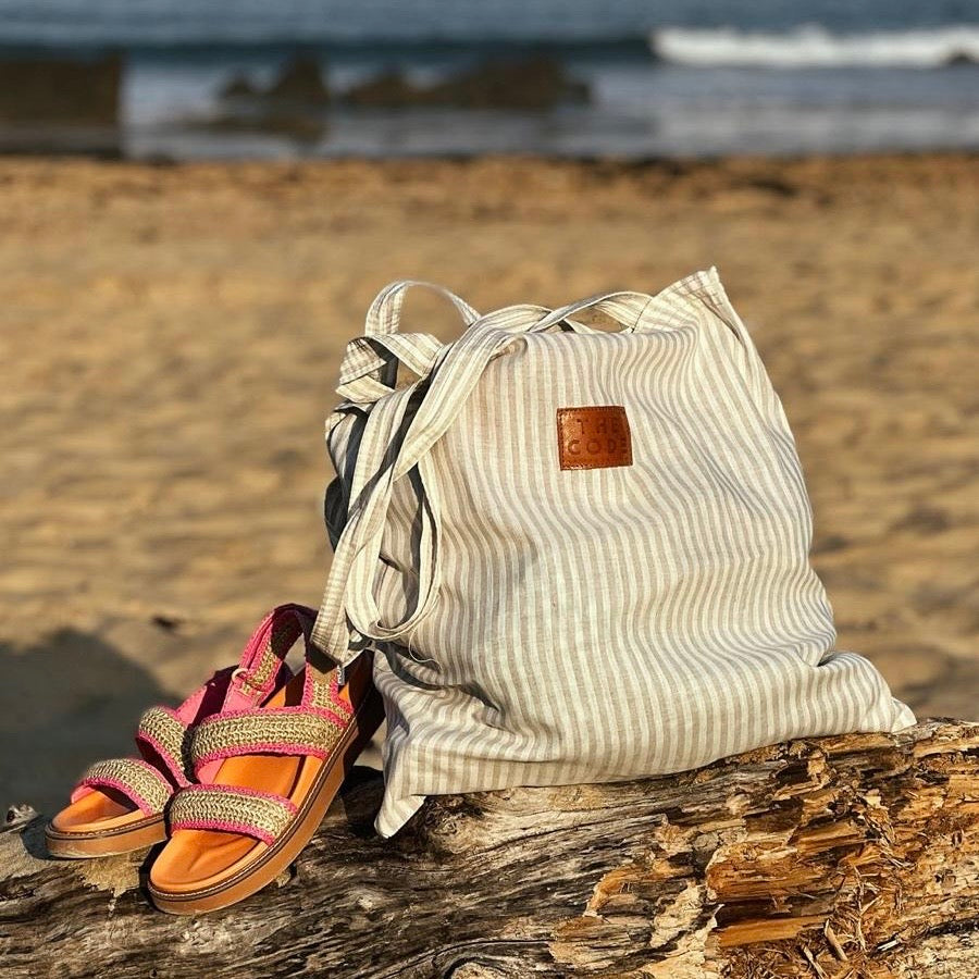 Tote Bag rayas beige