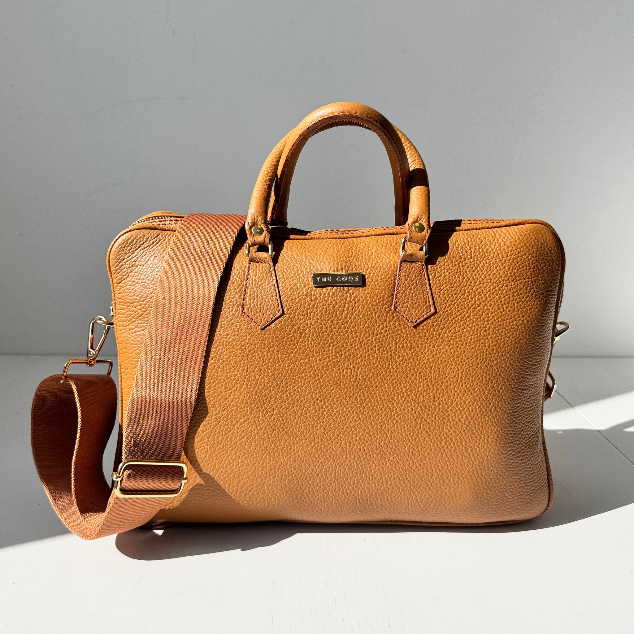 Noah camel leather briefcase