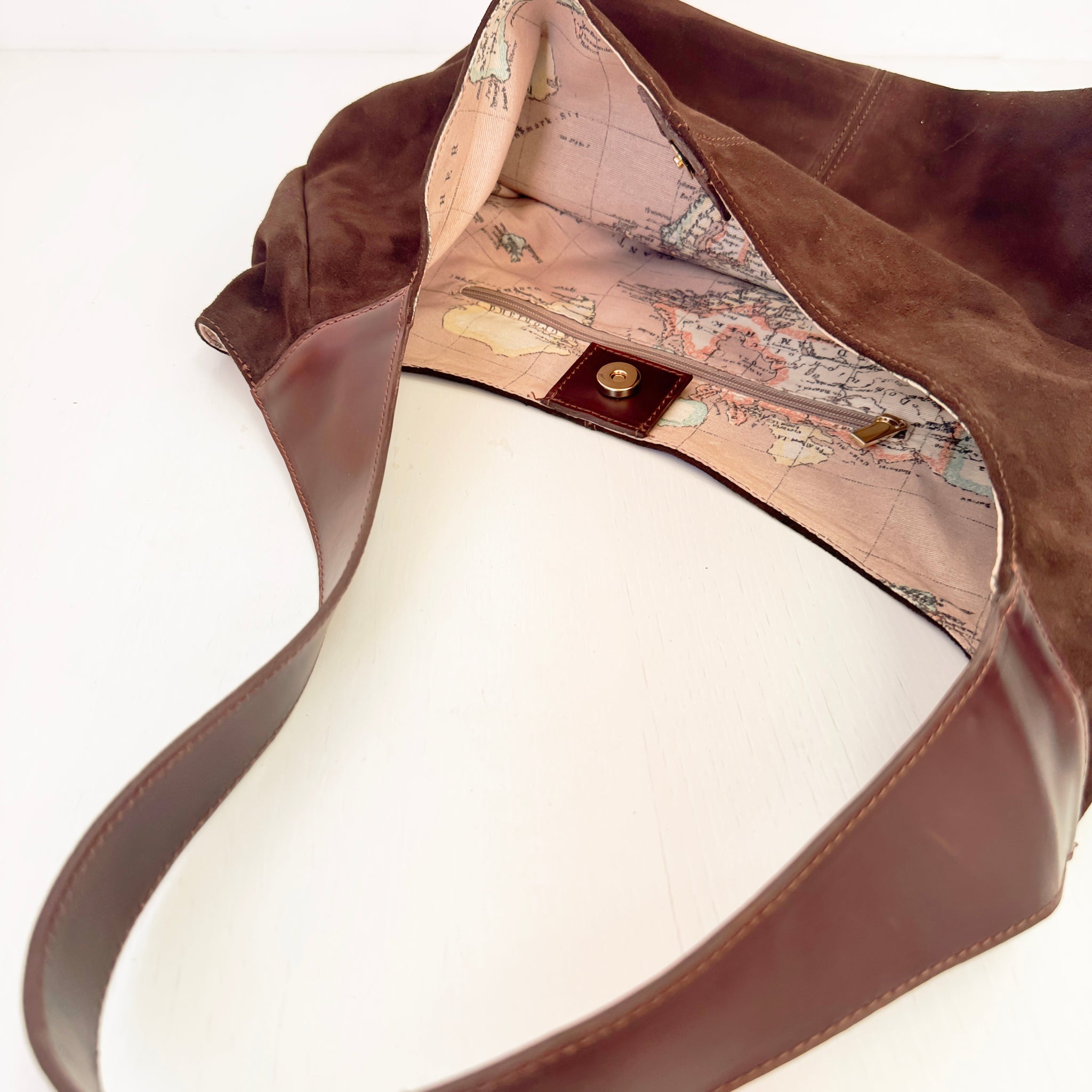 Brown chocolate-colored sack bag