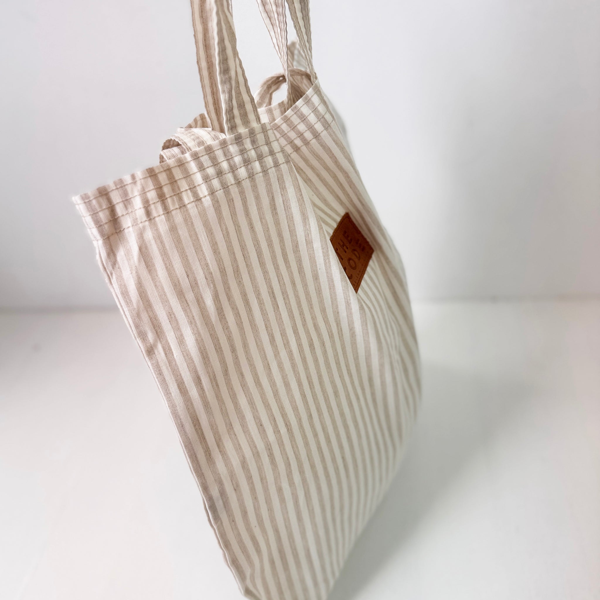 Tote Bag rayas beige