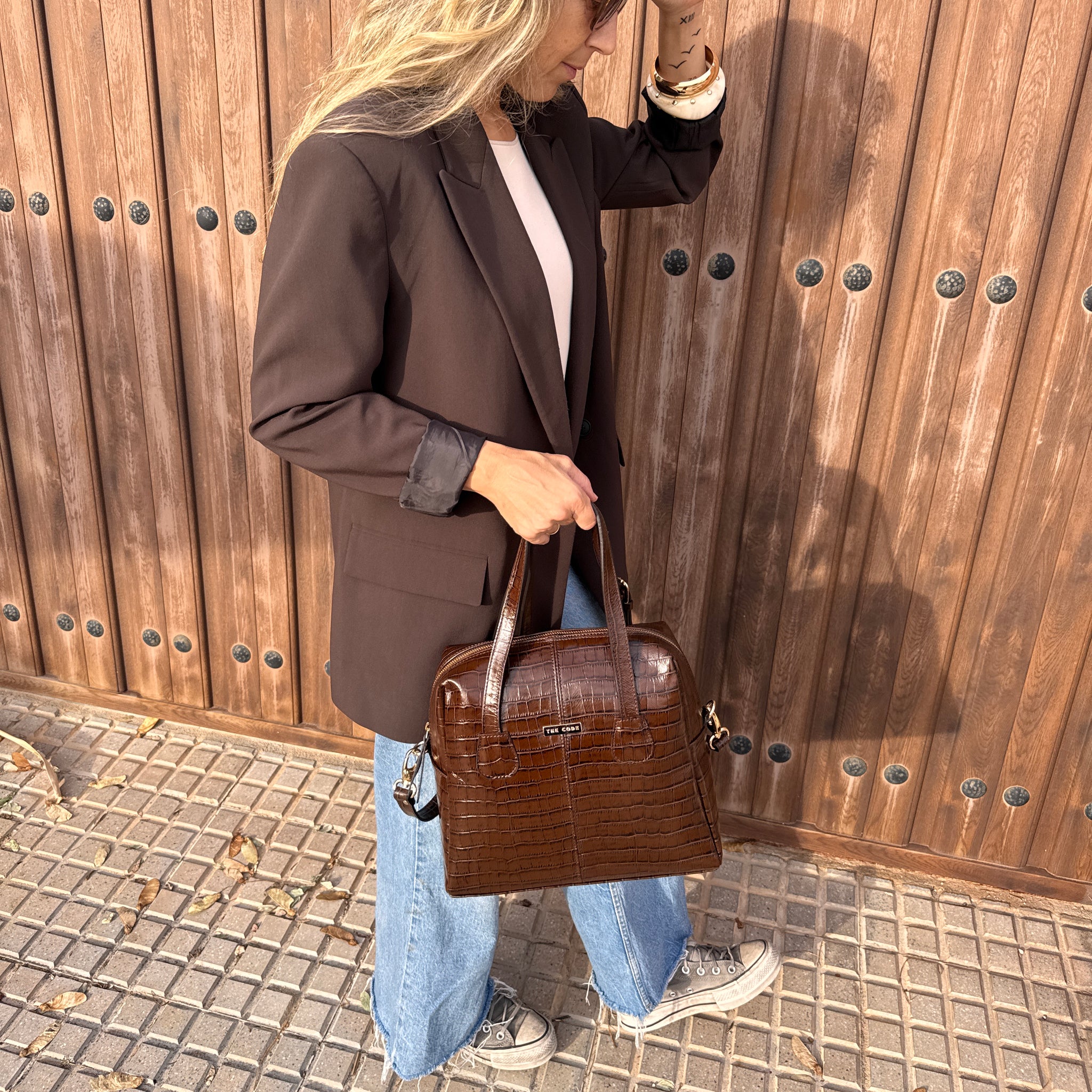 Bandolera shopper Amelia marrón chocolate