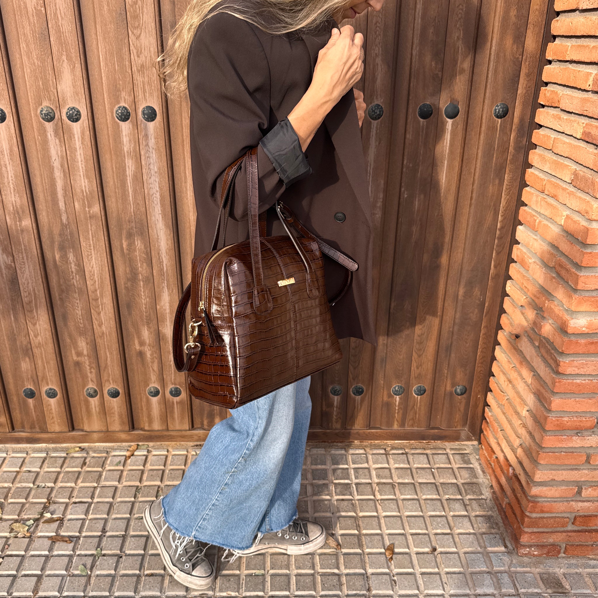 Bandolera shopper Amelia marrón chocolate