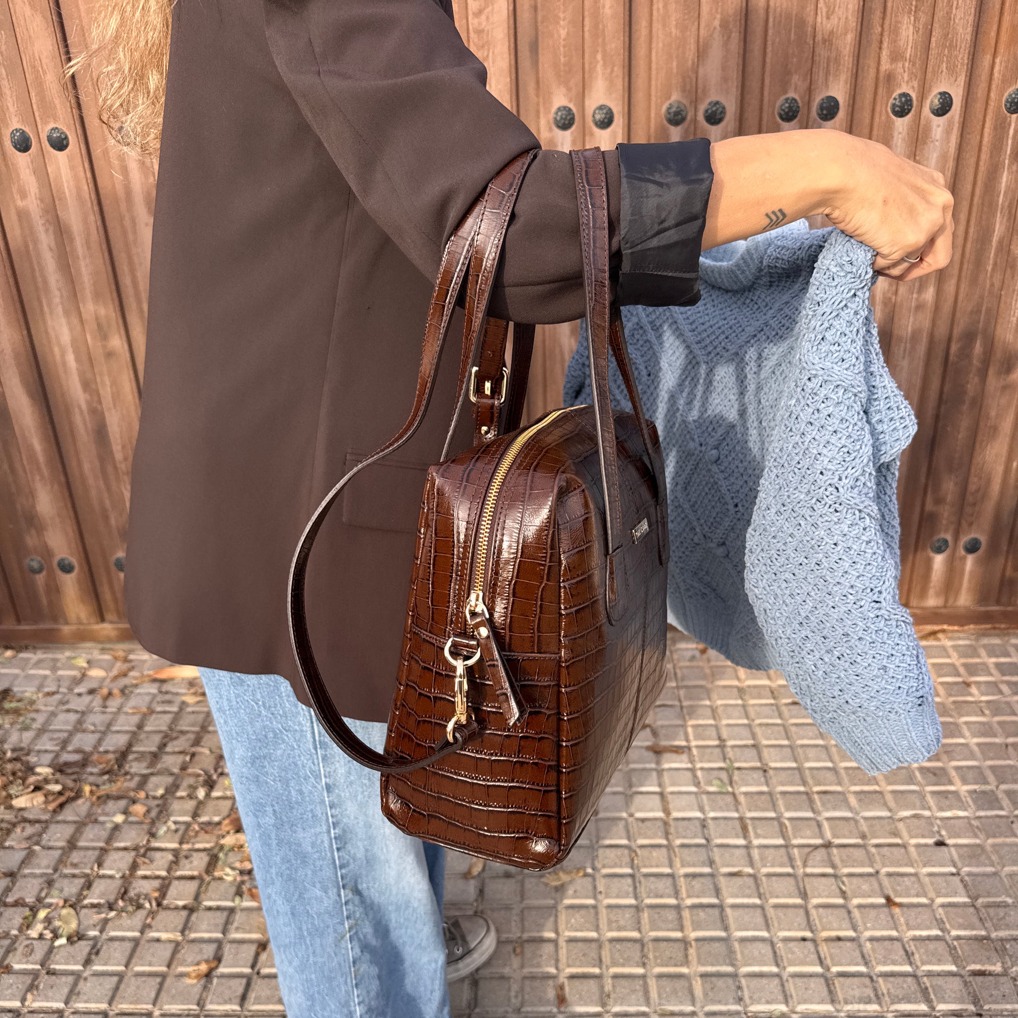 Bandolera shopper Amelia marrón chocolate