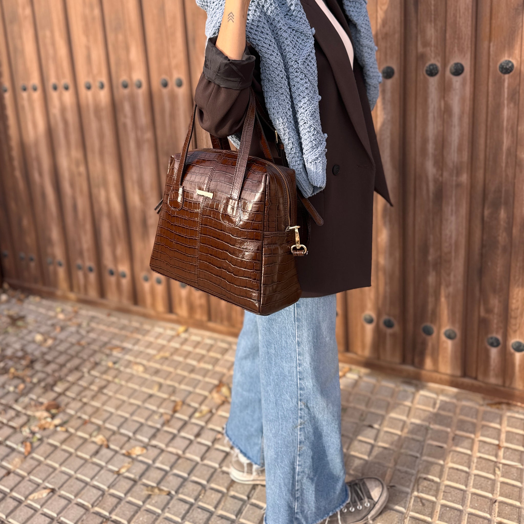 Bandolera shopper Amelia marrón chocolate