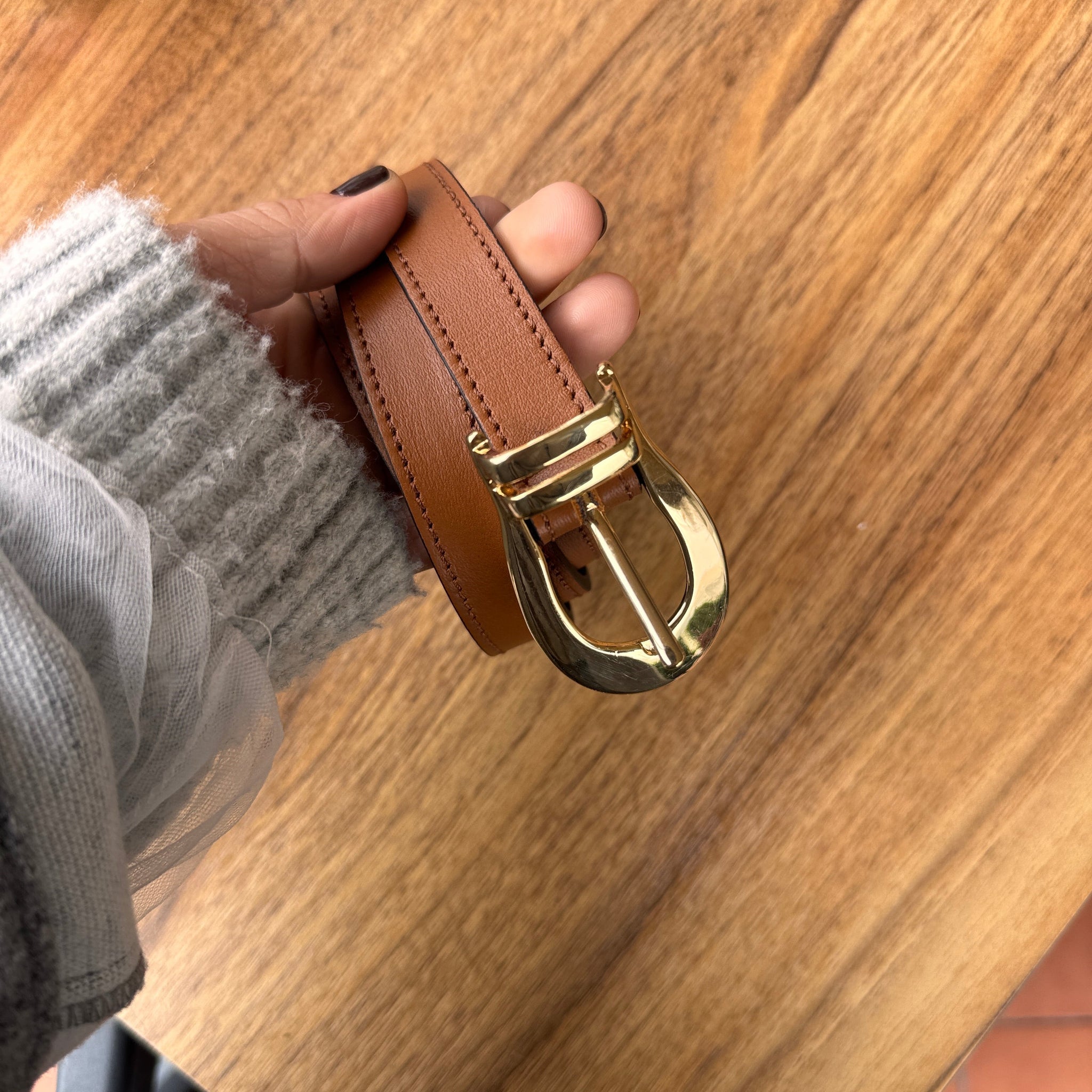 Cinturón Slim marrón cuero