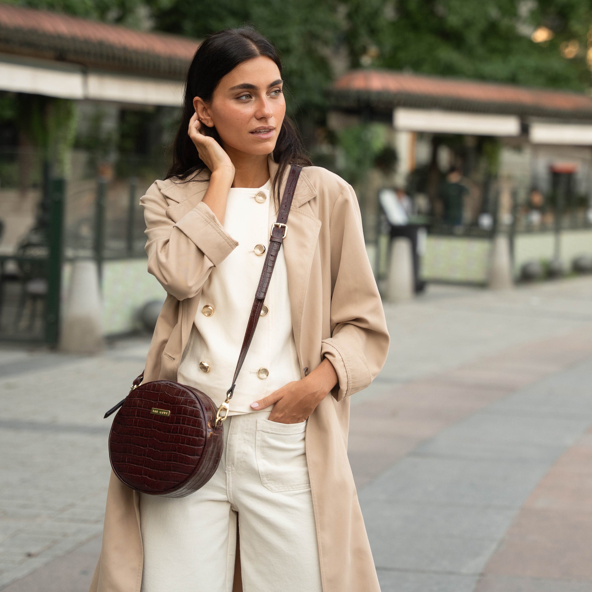 Olimpia chocolate brown crossbody bag