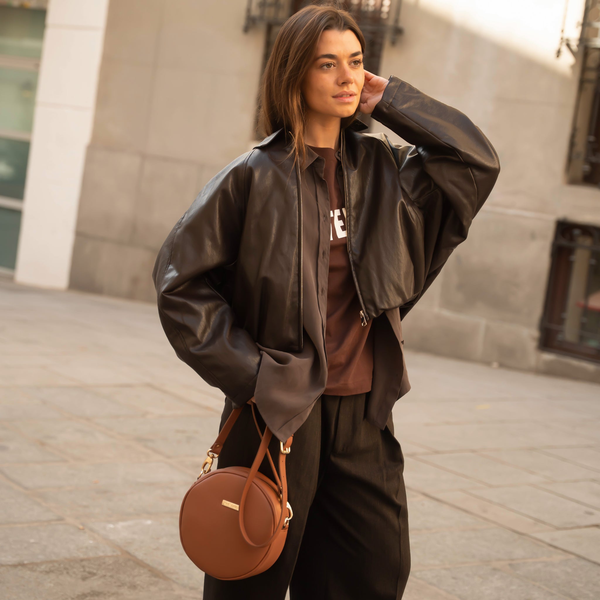 Bandolera Olimpia cuero liso