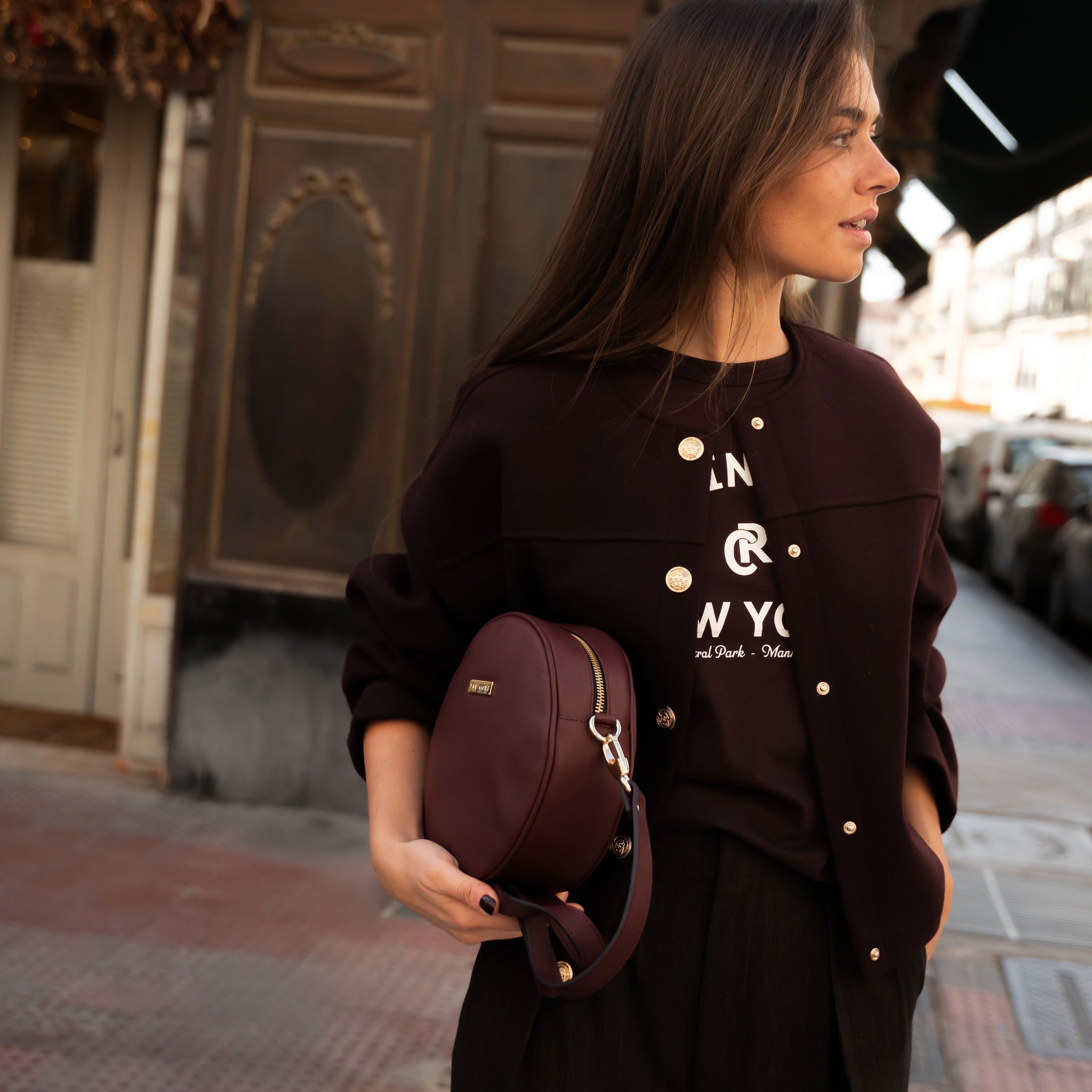 Bandolera Olimpia burdeos liso