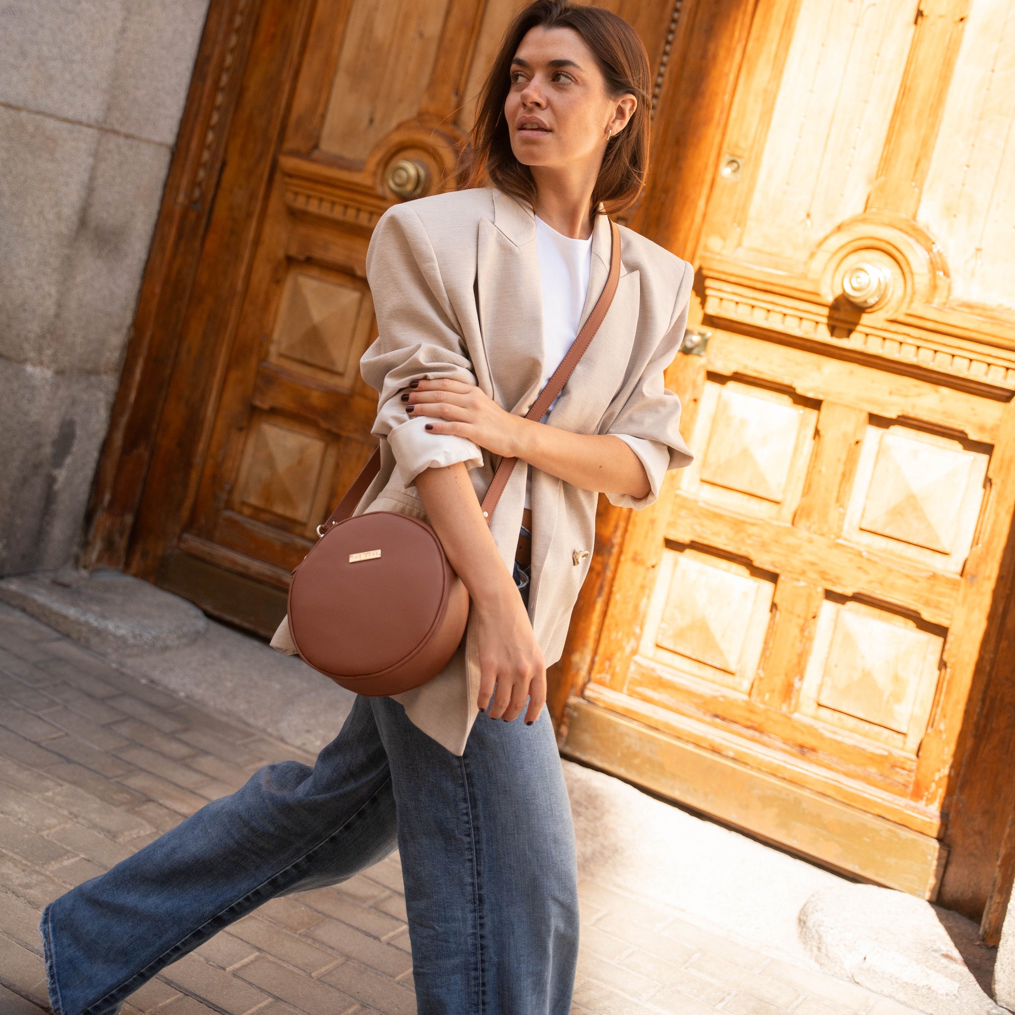 Bandolera Olimpia cuero liso