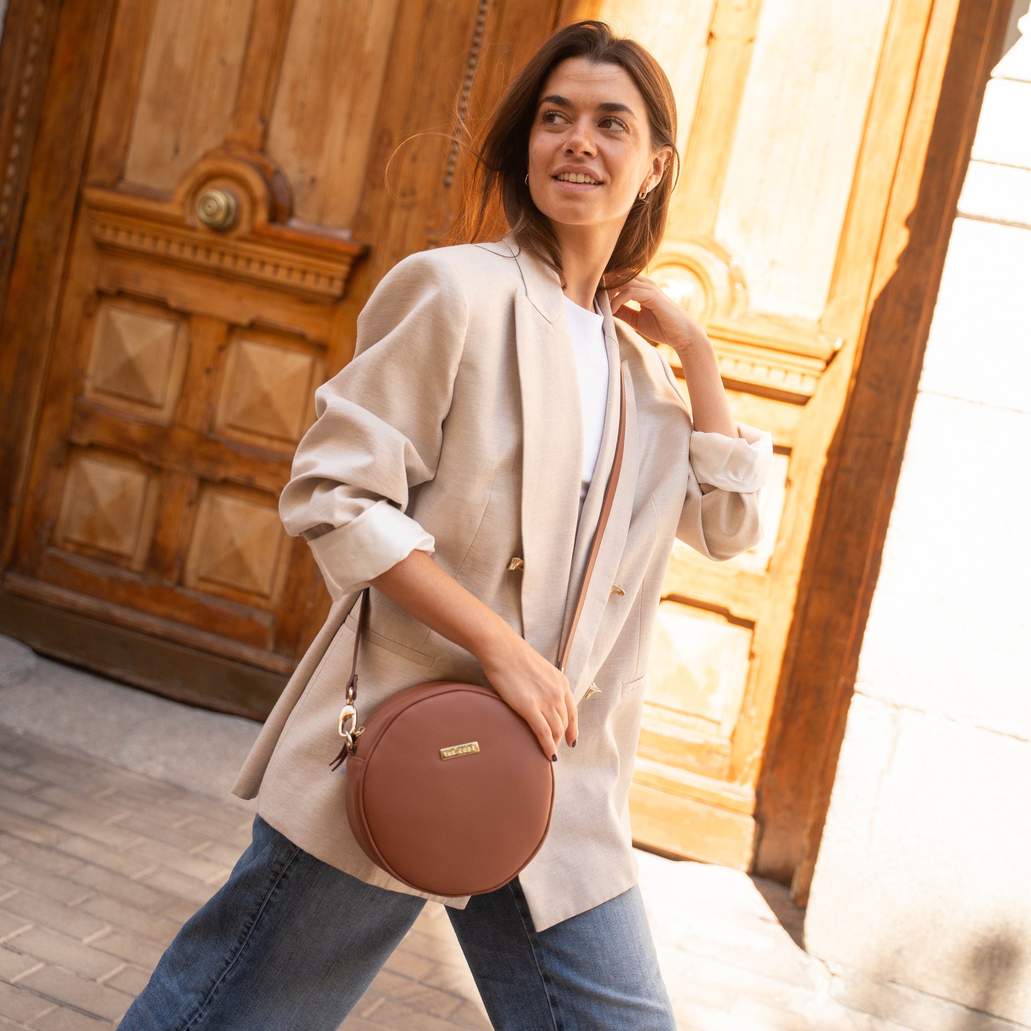 Bandolera Olimpia cuero liso