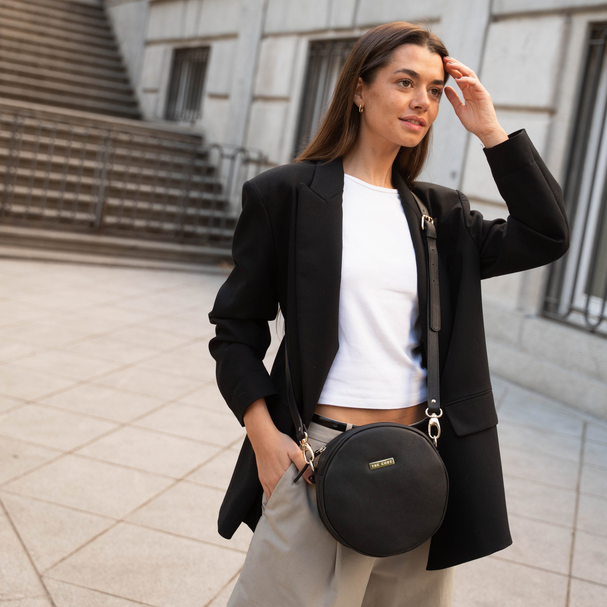 Bandolera Olimpia negro liso