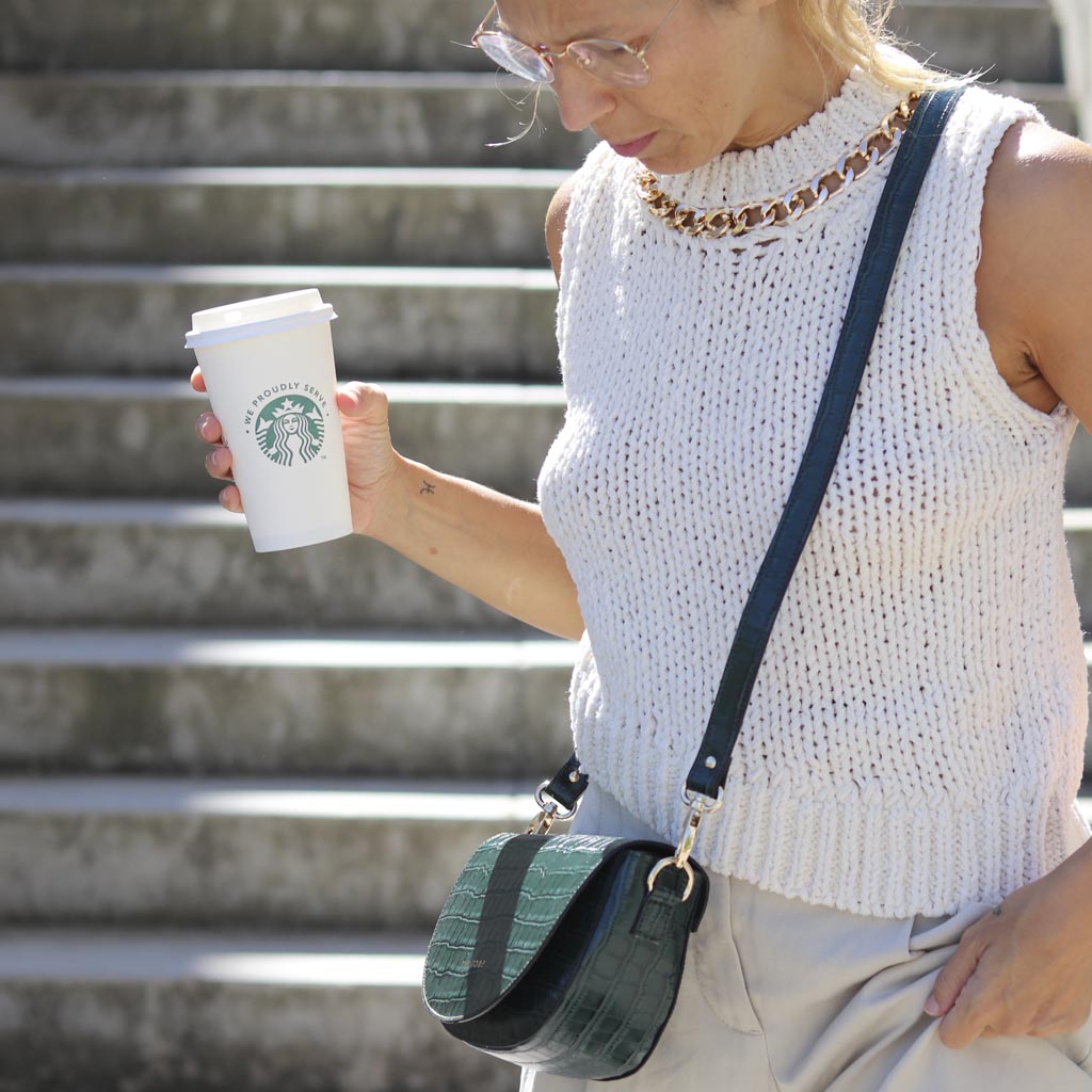 Green alma leather bag
