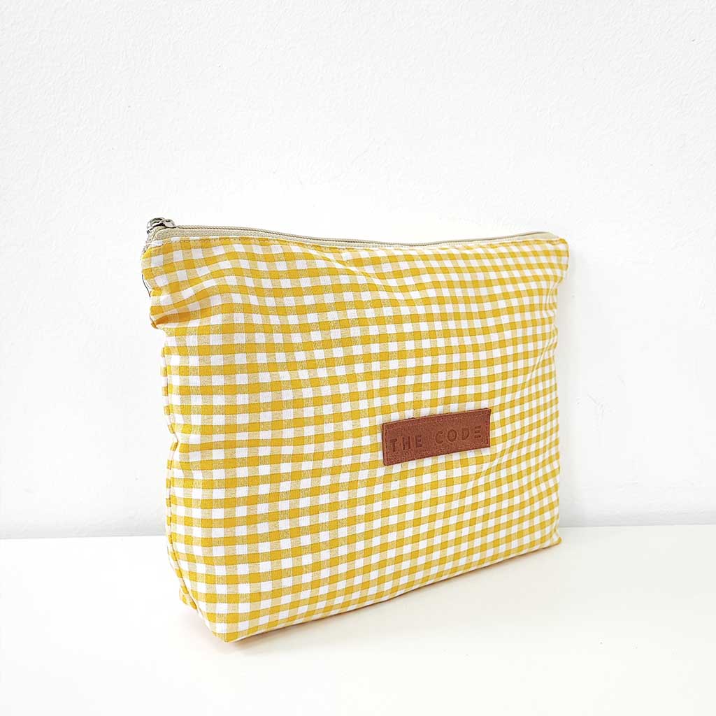 Yellow Vichy canvas pouch