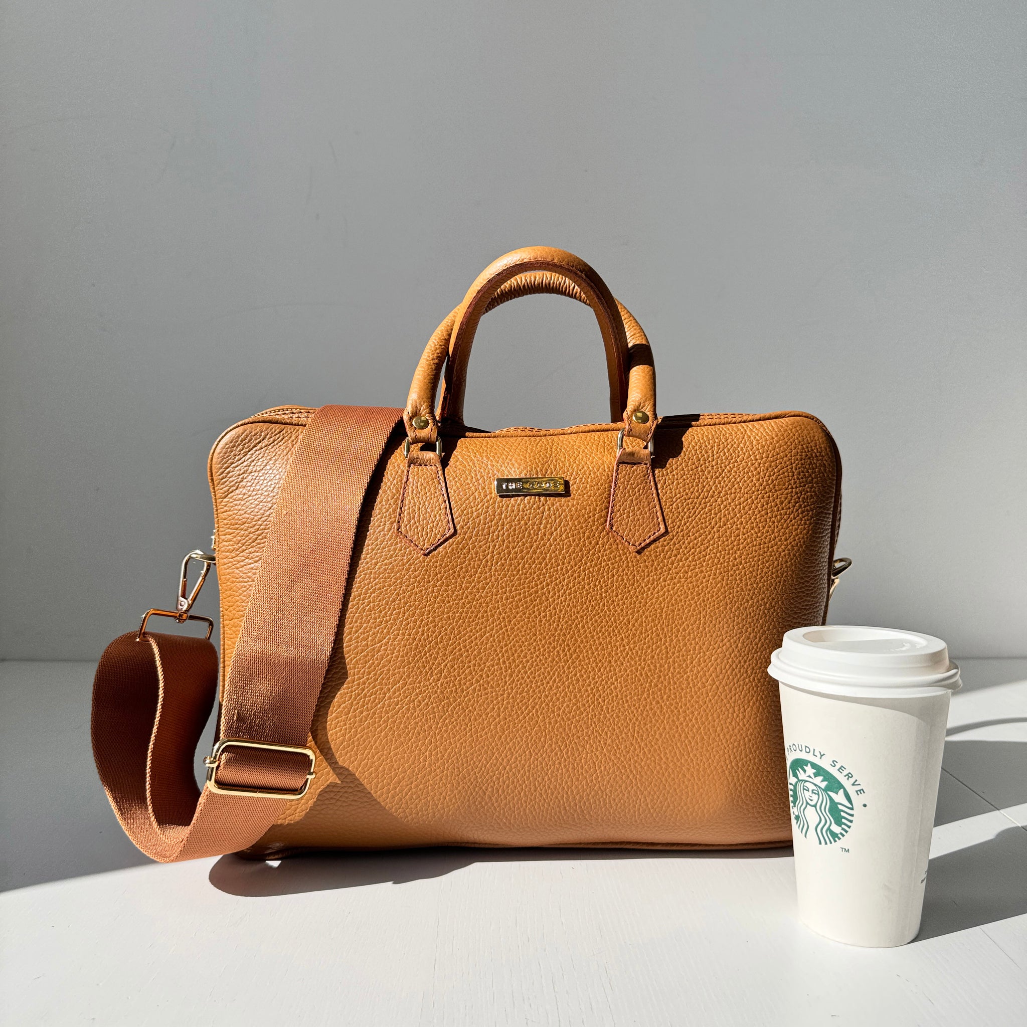 Noah camel leather briefcase