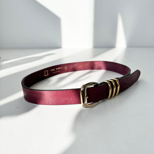 Vintage burgundy triad belt