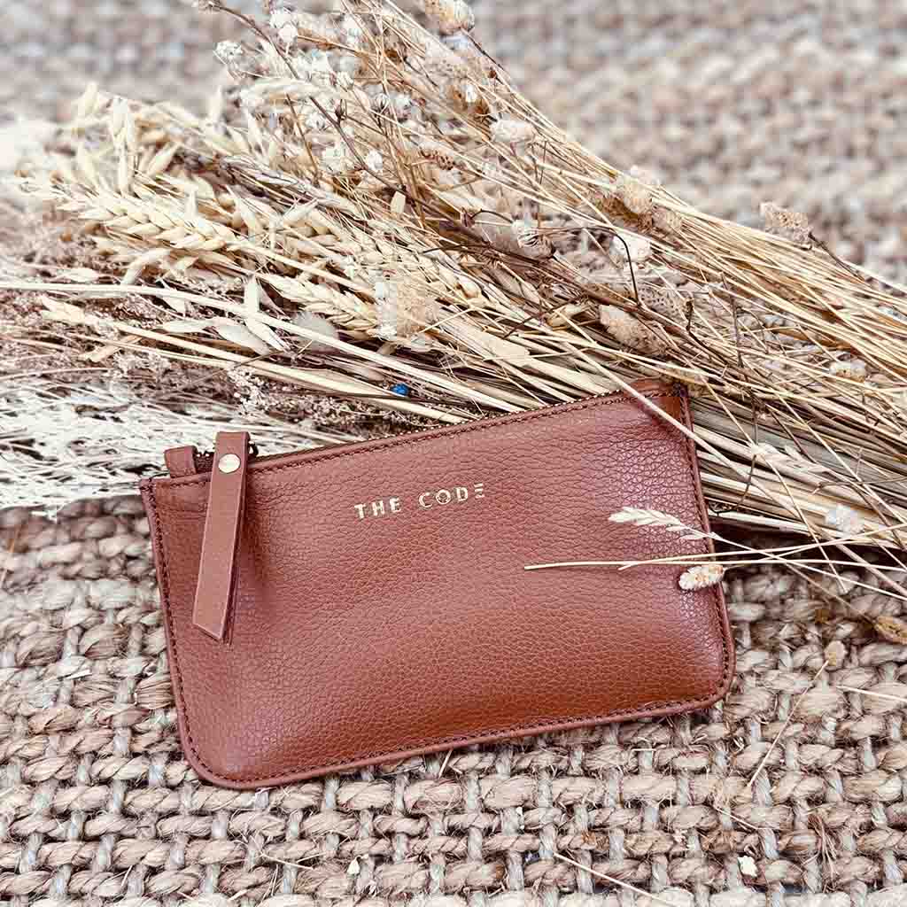 Monedero Siena camel liso