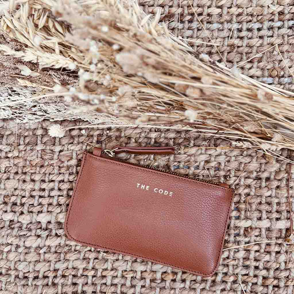 Monedero Siena camel liso