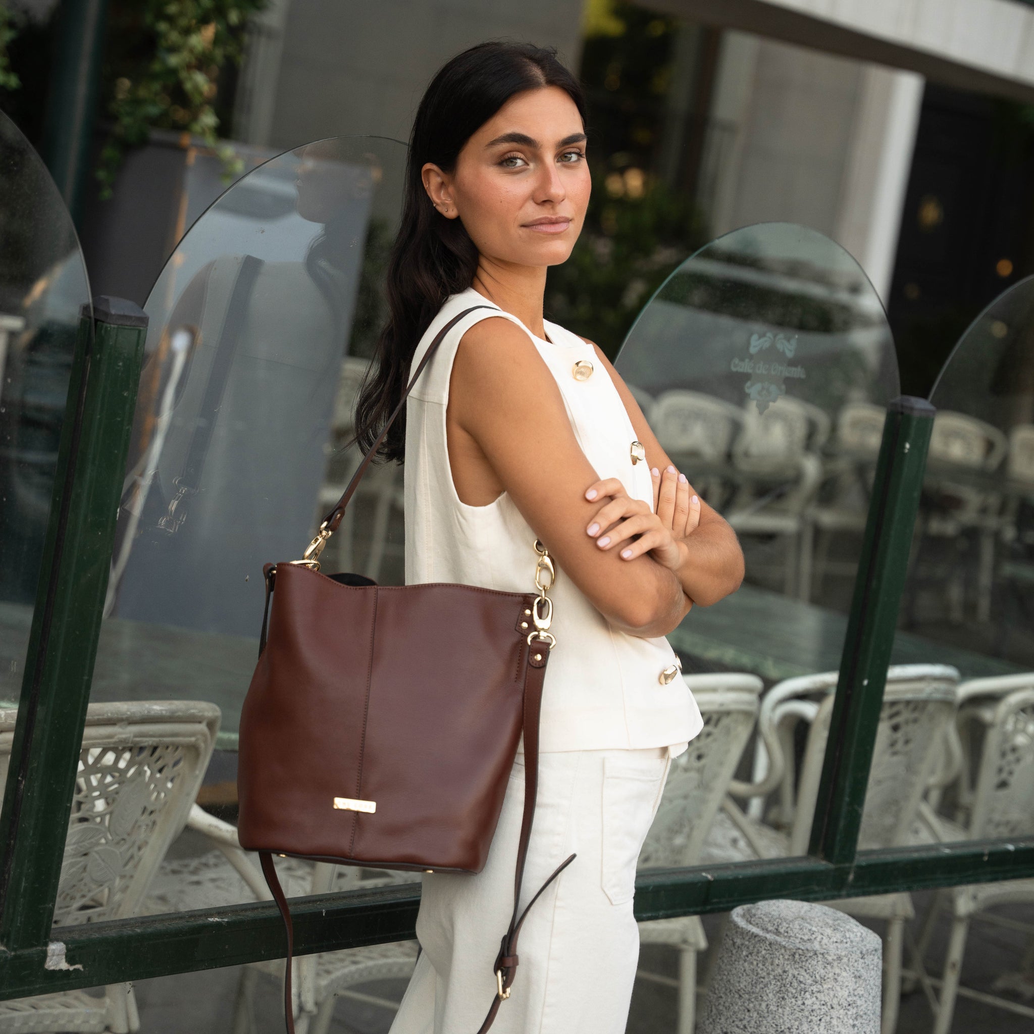 Bombonera Julieta marron brandy