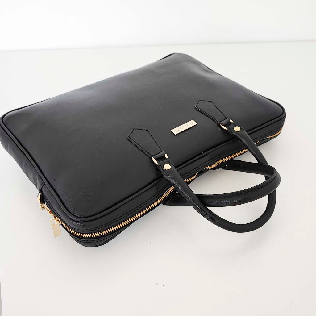 Noah black leather briefcase