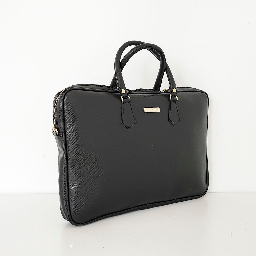 Noah black leather briefcase