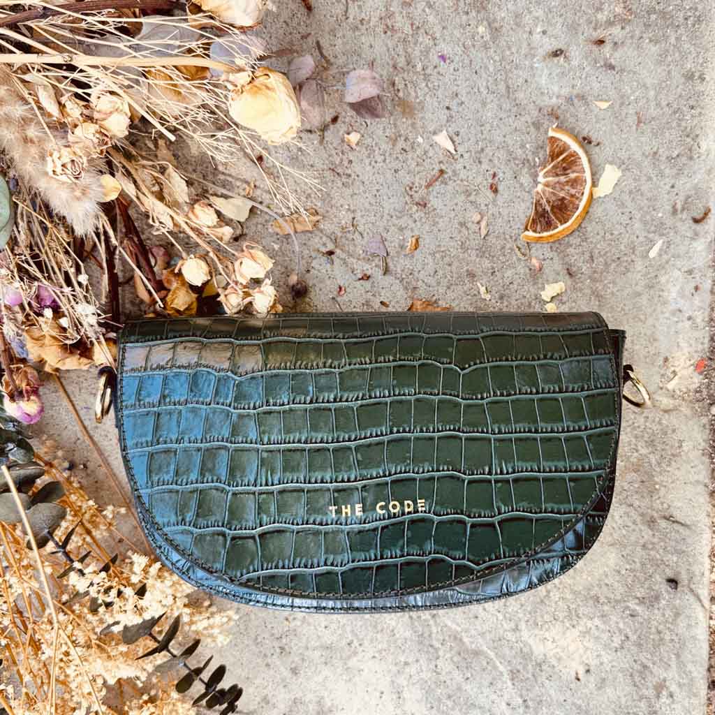 Green alma leather bag