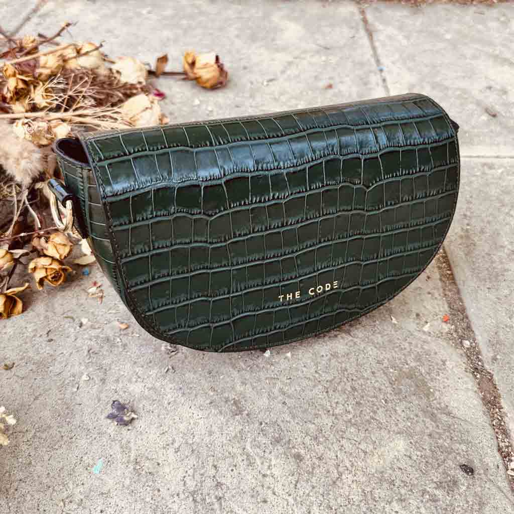 Green alma leather bag