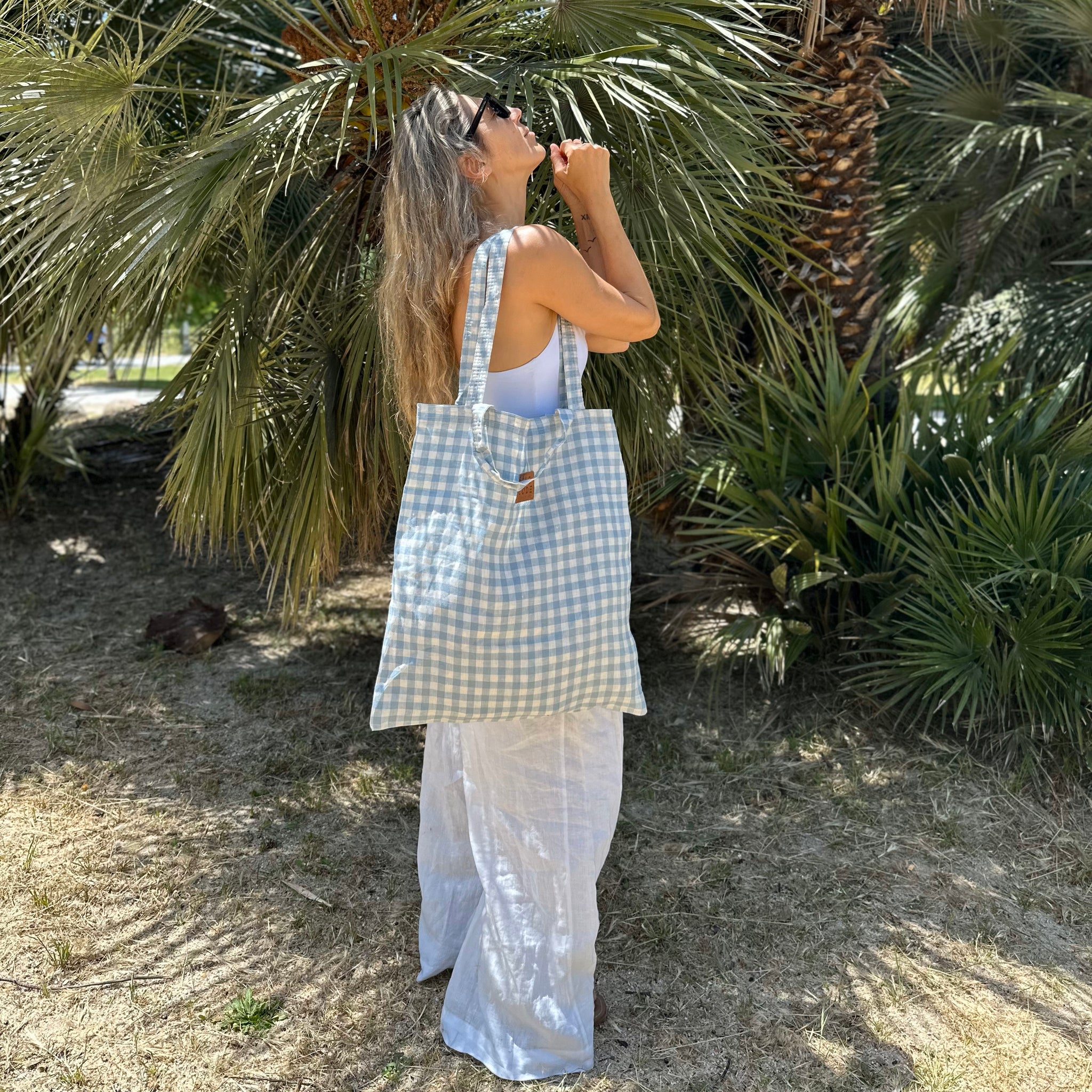 Tote Bag vichy azul claro